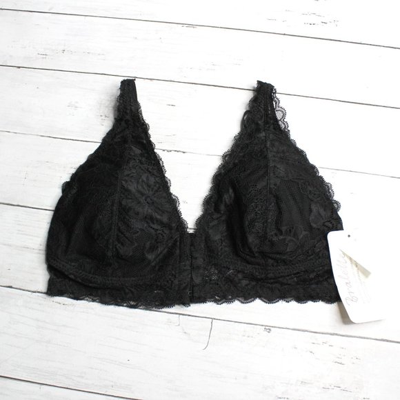 Rene Rofe Women's Black Lace Bra Size S Padded Wire Free Front Hook - Picture 4 of 8